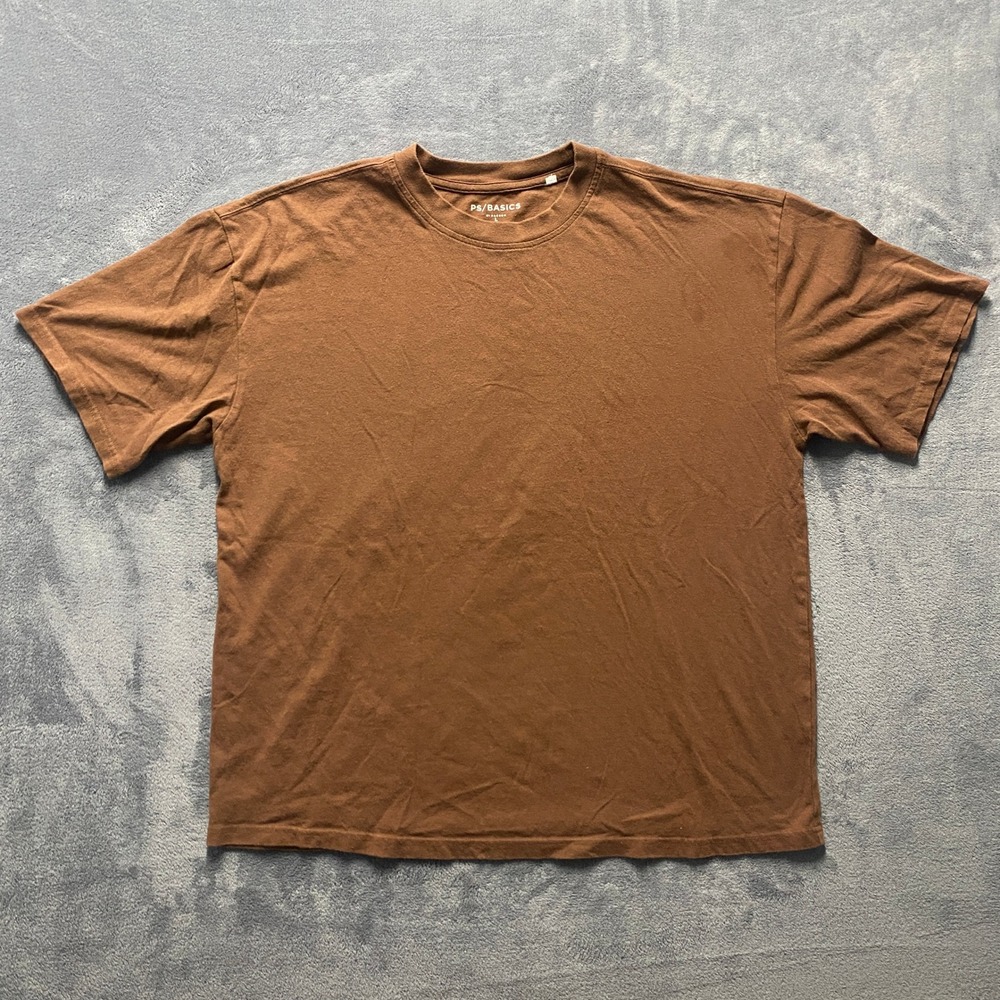 PS Basics PacSun T-Shirt Mens Large Brown Short Sleeve Oversized Fit Crew Neck